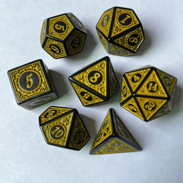 Polyhedral 7-Die Carved Pattern Dice Set