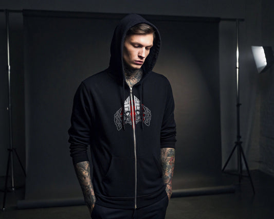 Game Over – Premium Skeletal Priest Zip-Up Hoodie