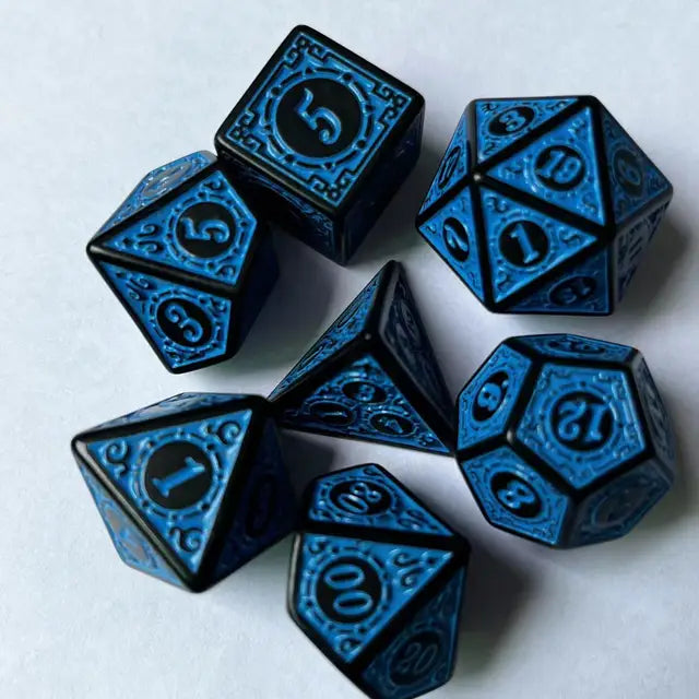 Polyhedral 7-Die Carved Pattern Dice Set