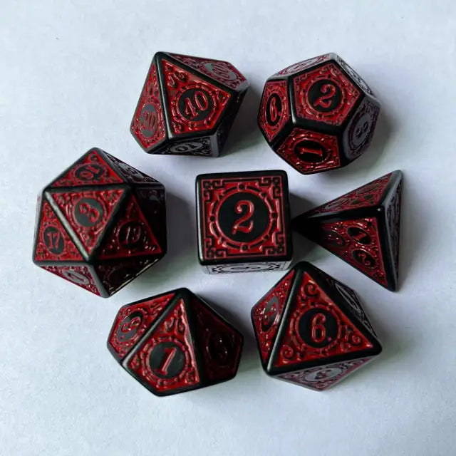 Polyhedral 7-Die Carved Pattern Dice Set