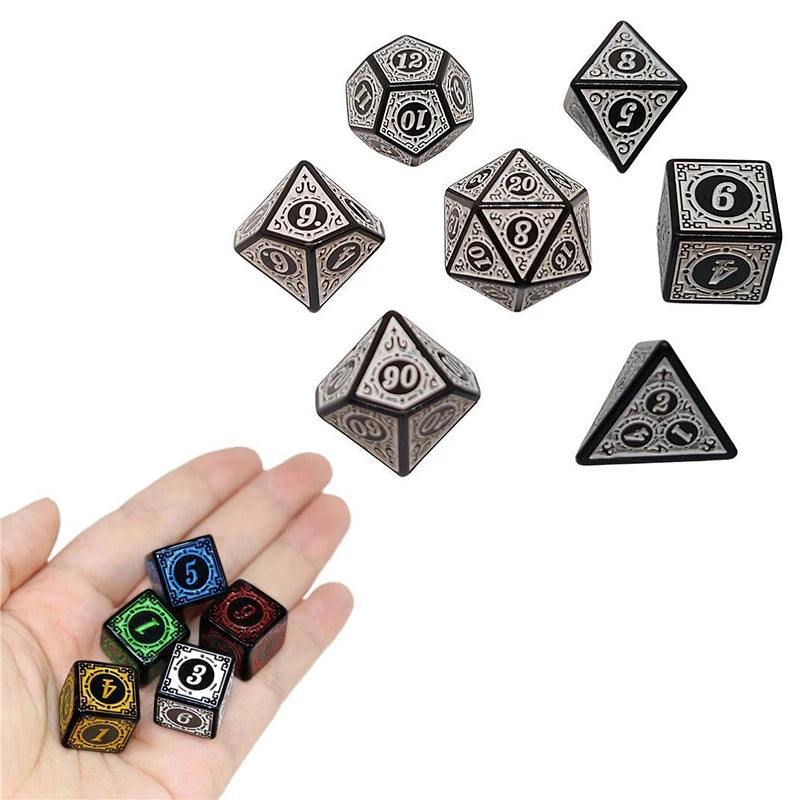 Polyhedral 7-Die Carved Pattern Dice Set